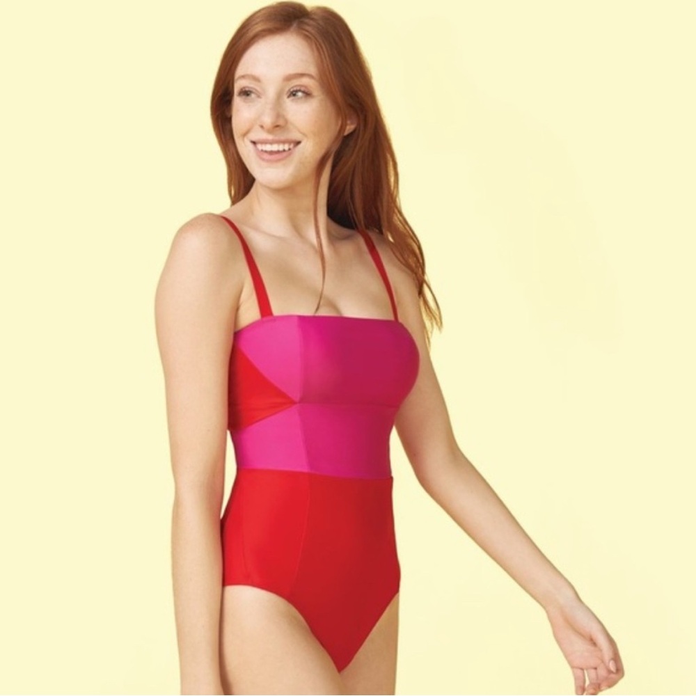 Summersalt Sunbather Pink Red Colorblock One Piece 10